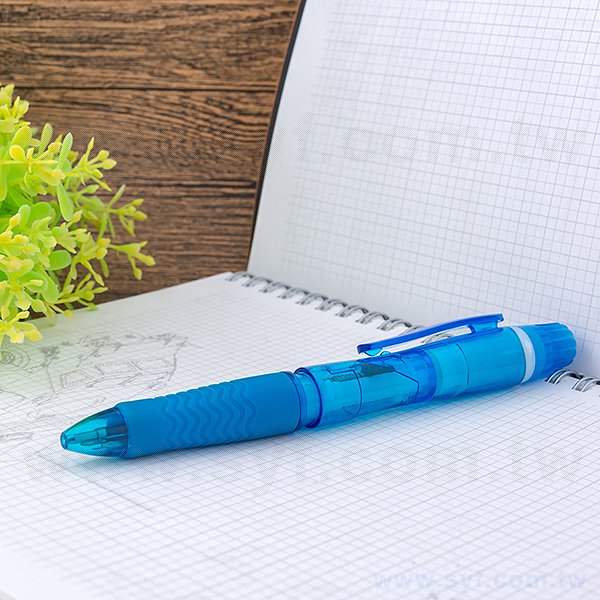 多功能廣告筆-三色防滑螢光筆禮品-二合一原子筆-採購批發製作贈品筆